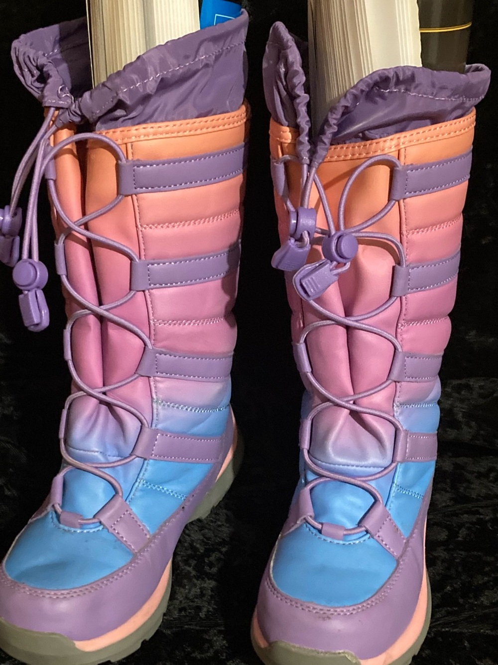 Lands' End Girls' Gradient Purple Pink Blue Snow Boots size 1